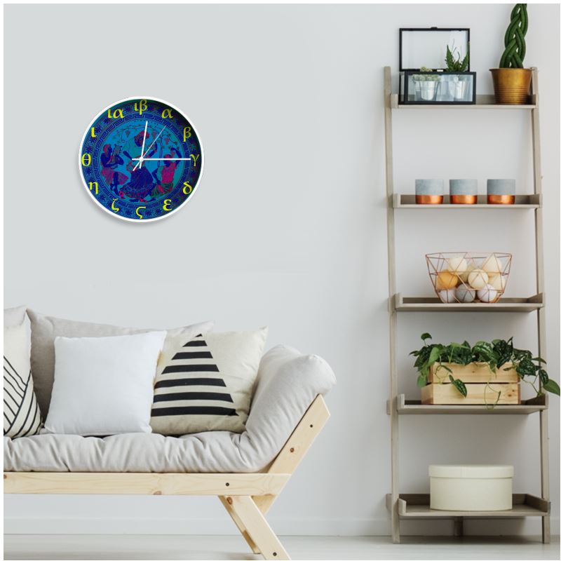 Handmade Greek Numeral Wall Clock | ATHENAI (Ἀθῆναι)