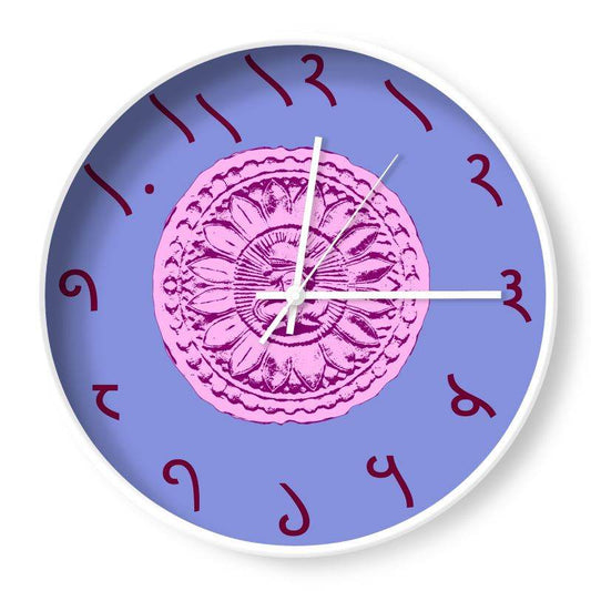 Pink Indus Clock with Brahmi Numerals - The Aesthete