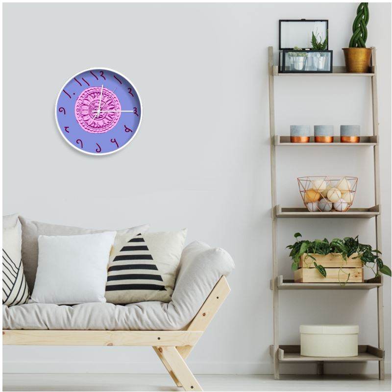 Pink Indus Clock with Brahmi Numerals - The Aesthete
