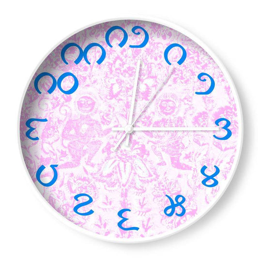Pink Garden - Telugu Numerals Art Clock - The Aesthete