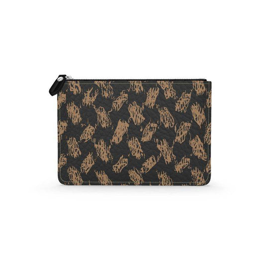 Charcoal Leather Pouch | Handmade Sand Shimagh Zipper Bag - The Aesthete