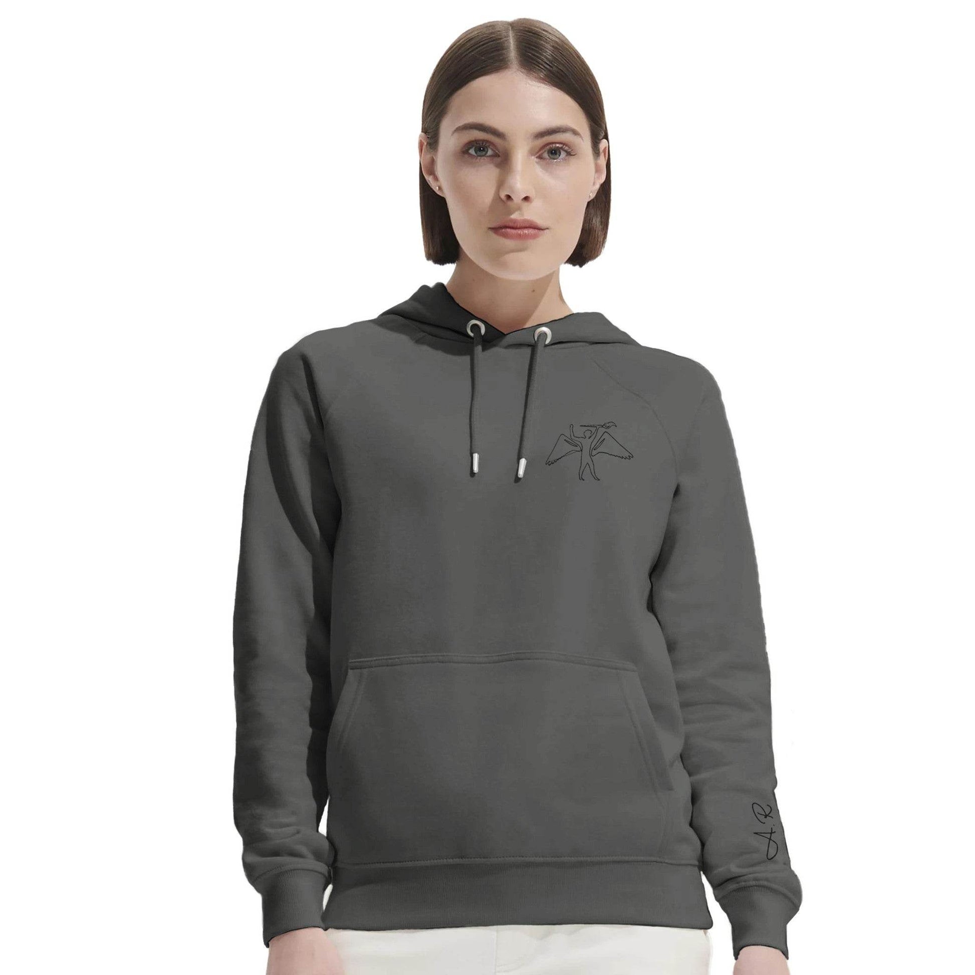 Organic Hoodie with Aesthete Winged-Artist Logo – Personalised Initials Option - The Aesthete