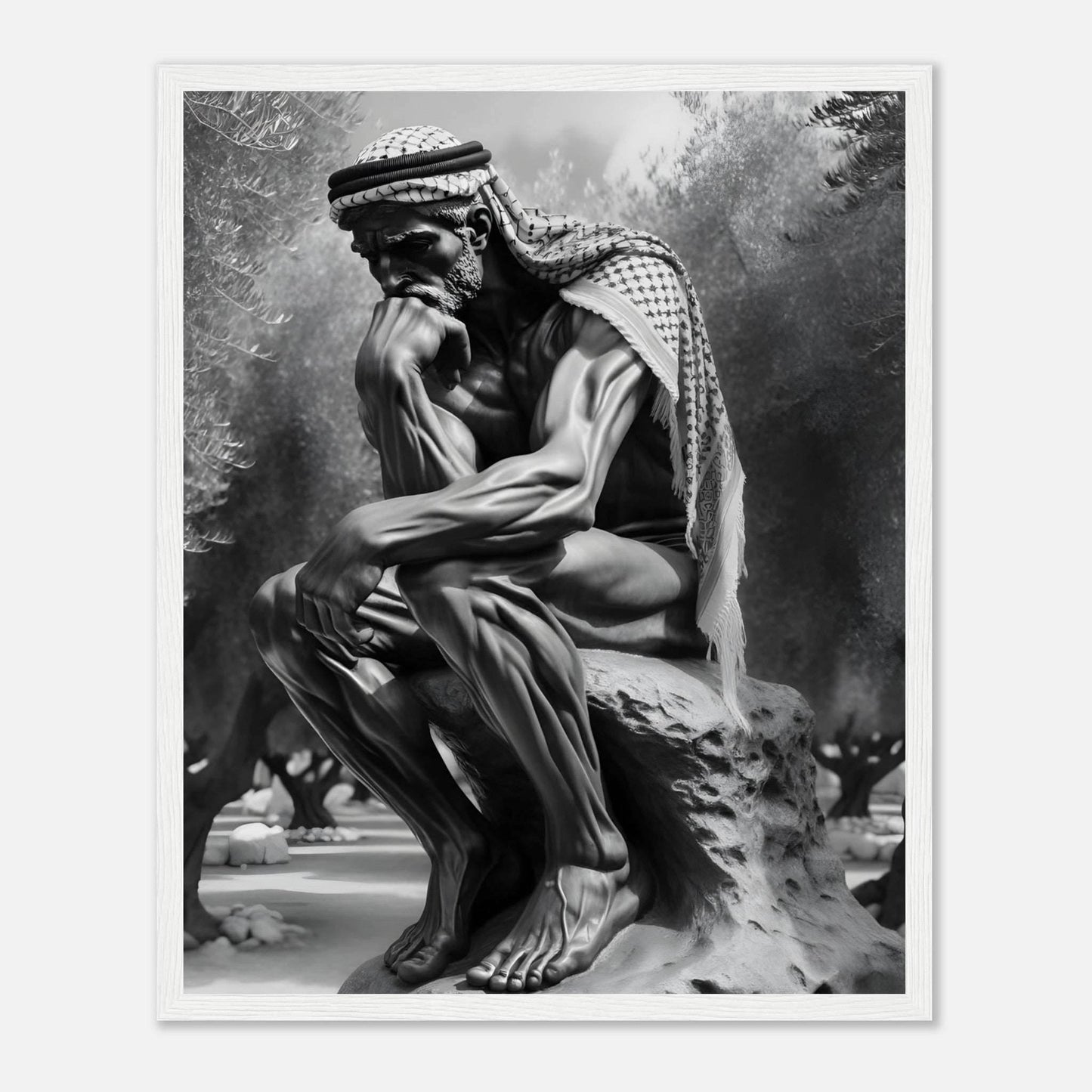 Contemplating Among The Olive Trees - Art For Palestine Premium Poster - The Aesthete