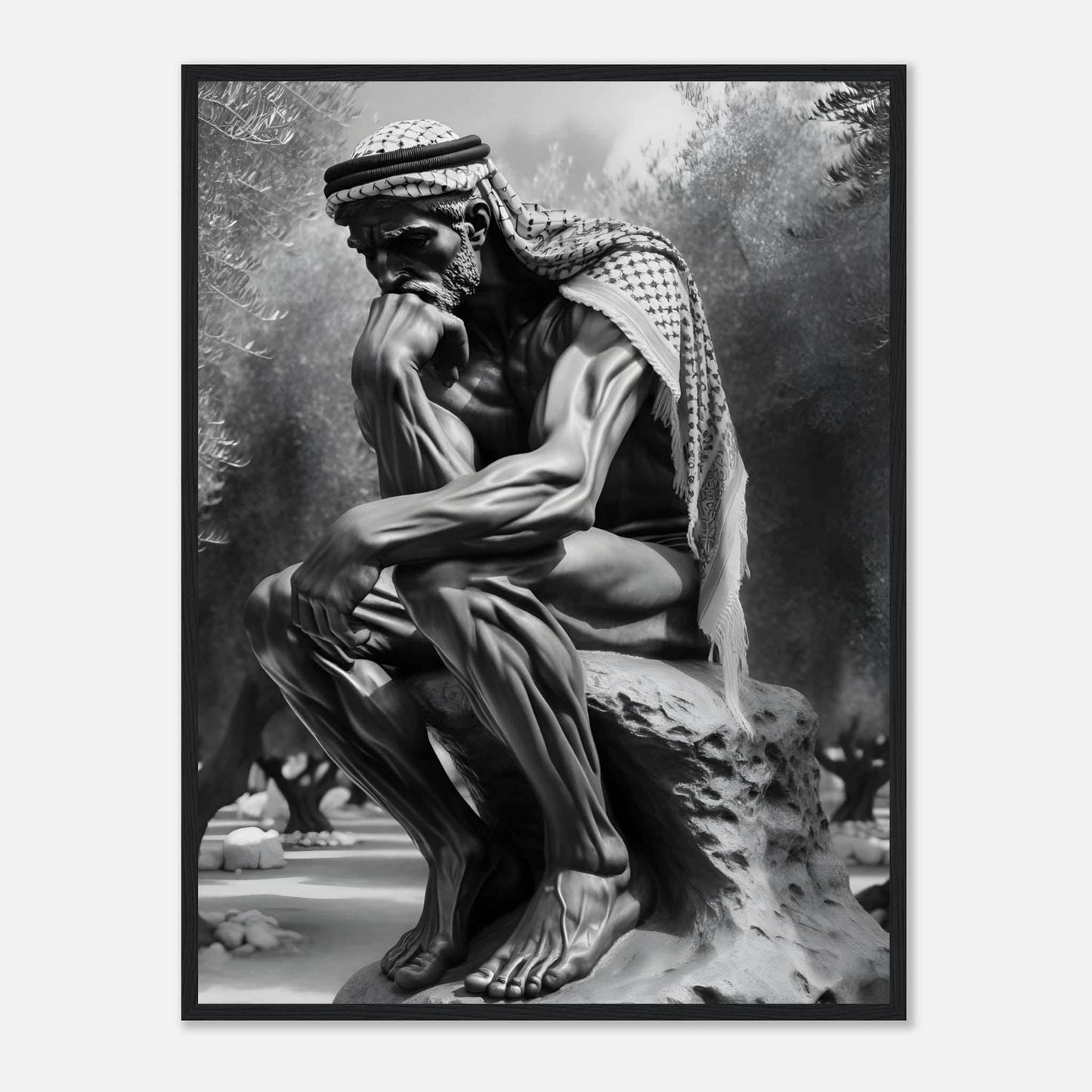 Contemplating Among The Olive Trees - Art For Palestine Premium Poster - The Aesthete