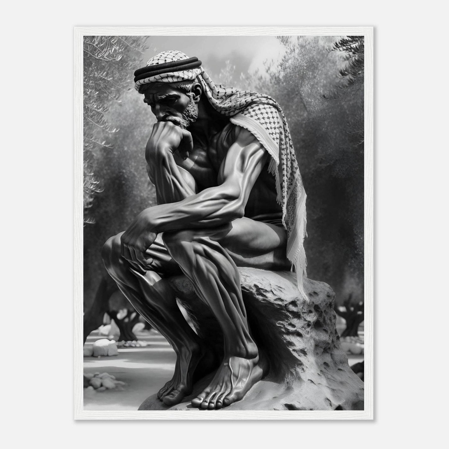 Contemplating Among The Olive Trees - Art For Palestine Premium Poster - The Aesthete