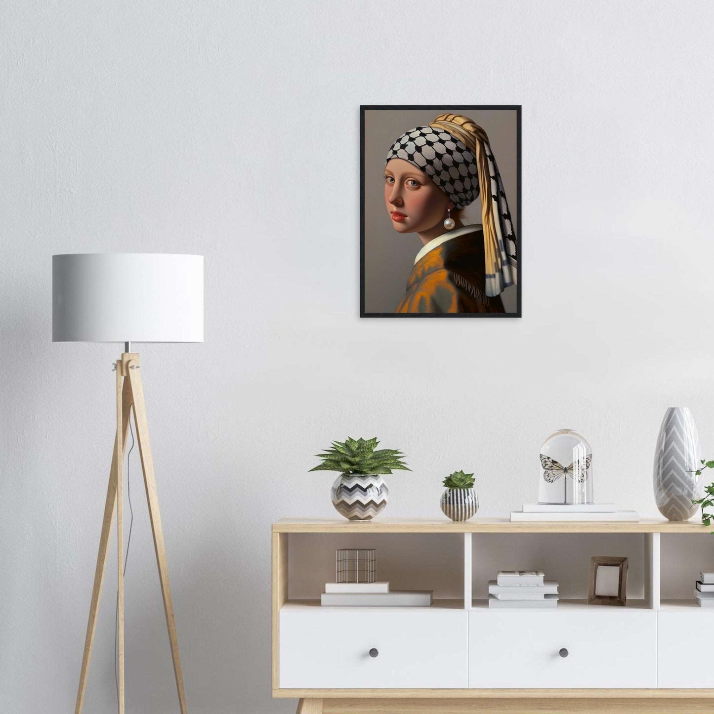 "Girl with a Pearl Earring and a Keffiyeh" - Museum-Quality Poster from the Art for Palestine Collection