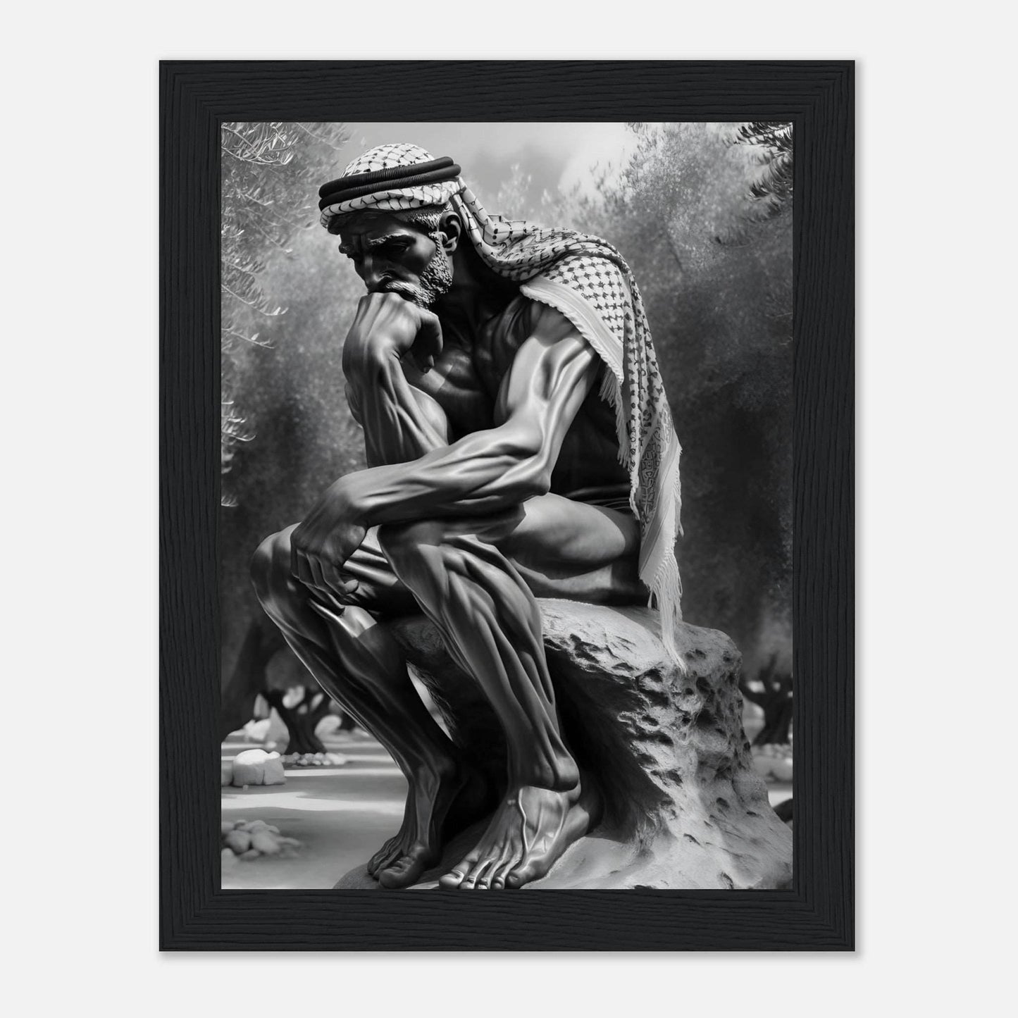 Contemplating Among The Olive Trees - Art For Palestine Premium Poster - The Aesthete