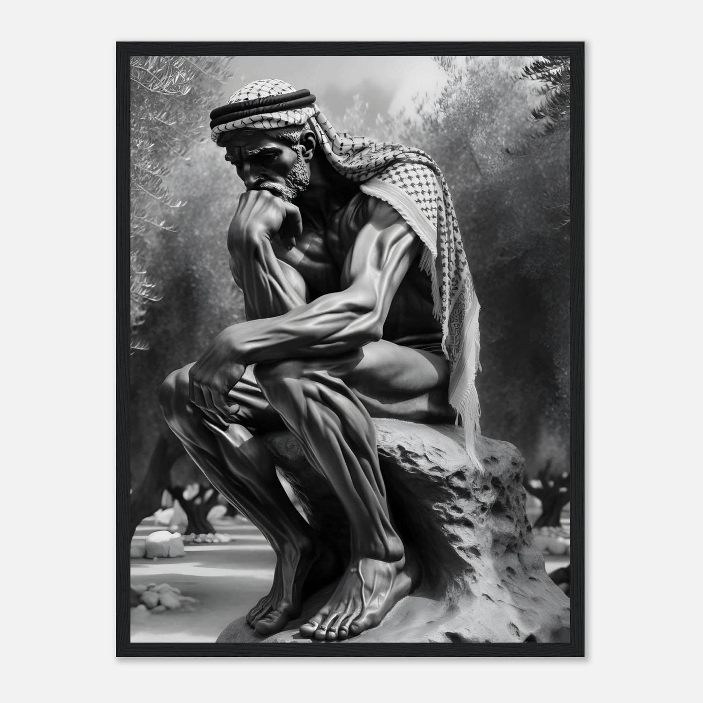 Contemplating Among The Olive Trees - Art For Palestine Premium Poster - The Aesthete