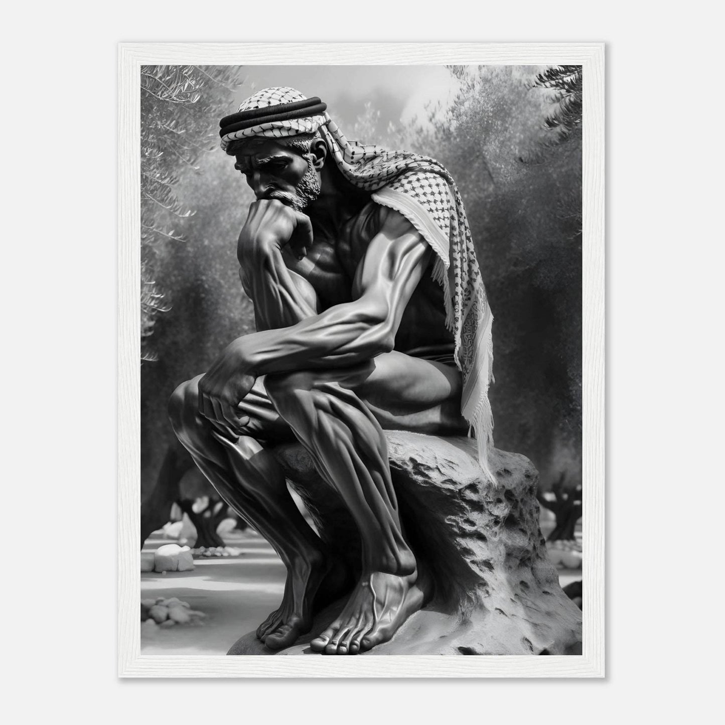 Contemplating Among The Olive Trees - Art For Palestine Premium Poster - The Aesthete