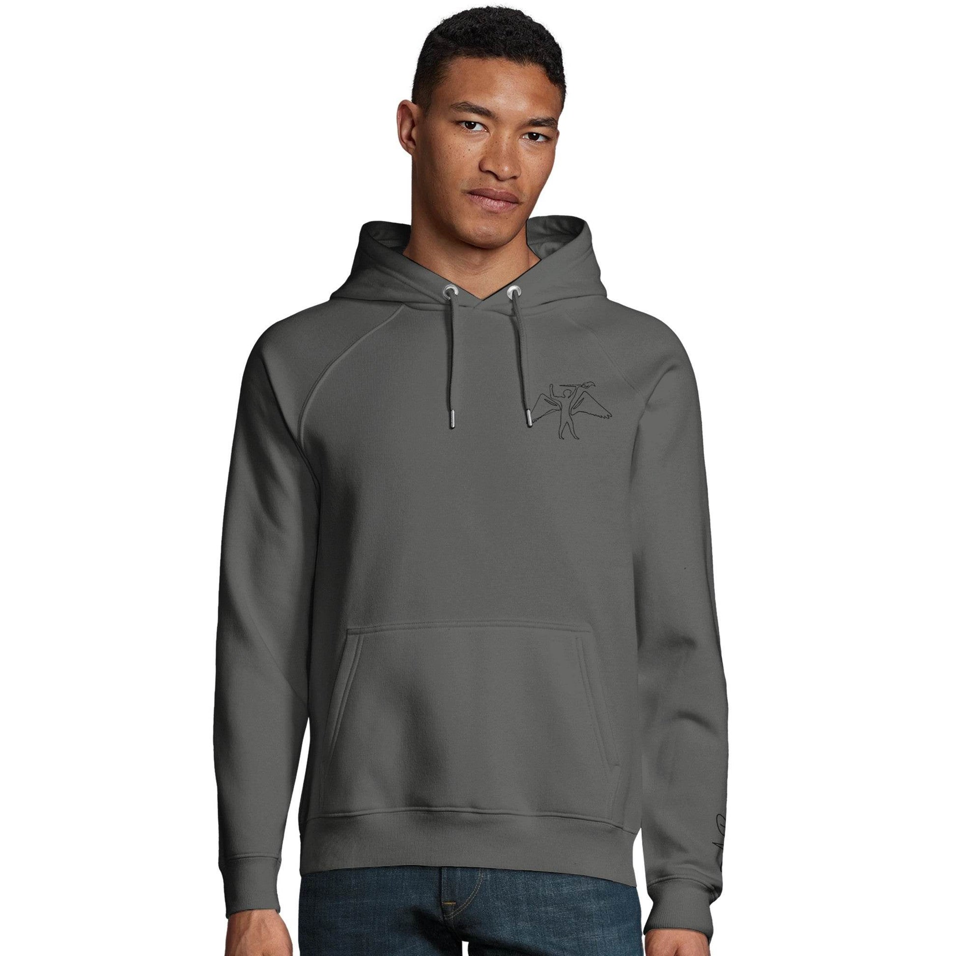 Organic Hoodie with Aesthete Winged-Artist Logo – Personalised Initials Option - The Aesthete