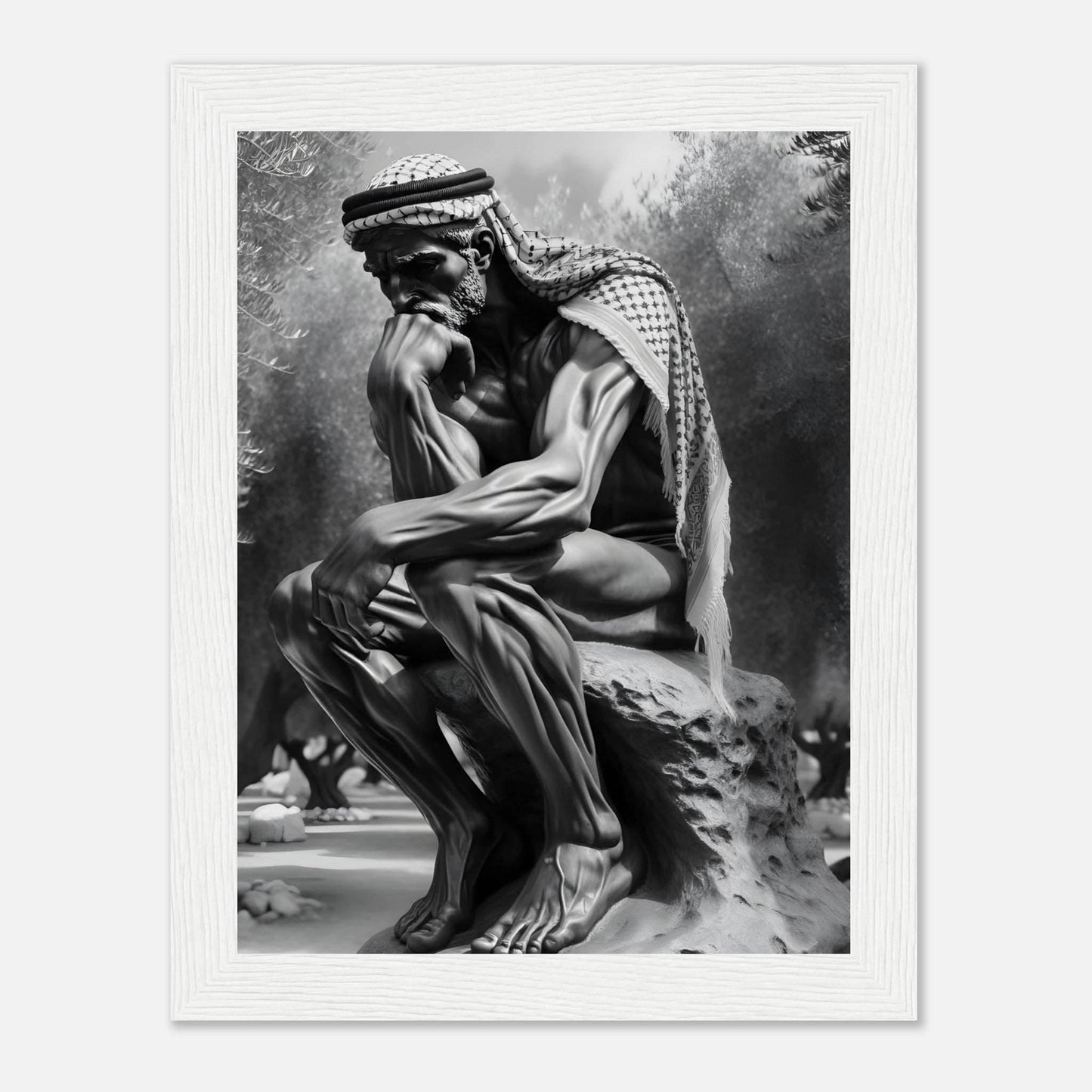 Contemplating Among The Olive Trees - Art For Palestine Premium Poster - The Aesthete