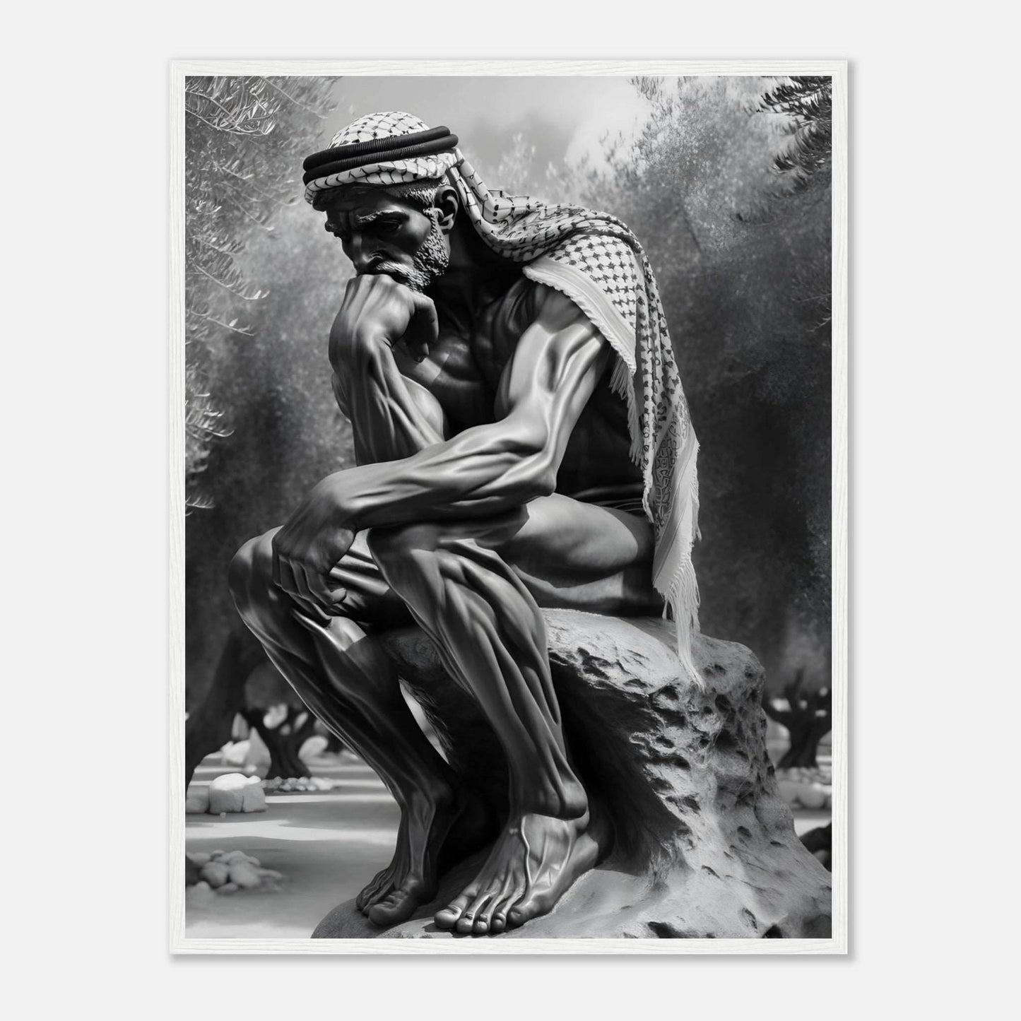 Contemplating Among The Olive Trees - Art For Palestine Premium Poster - The Aesthete