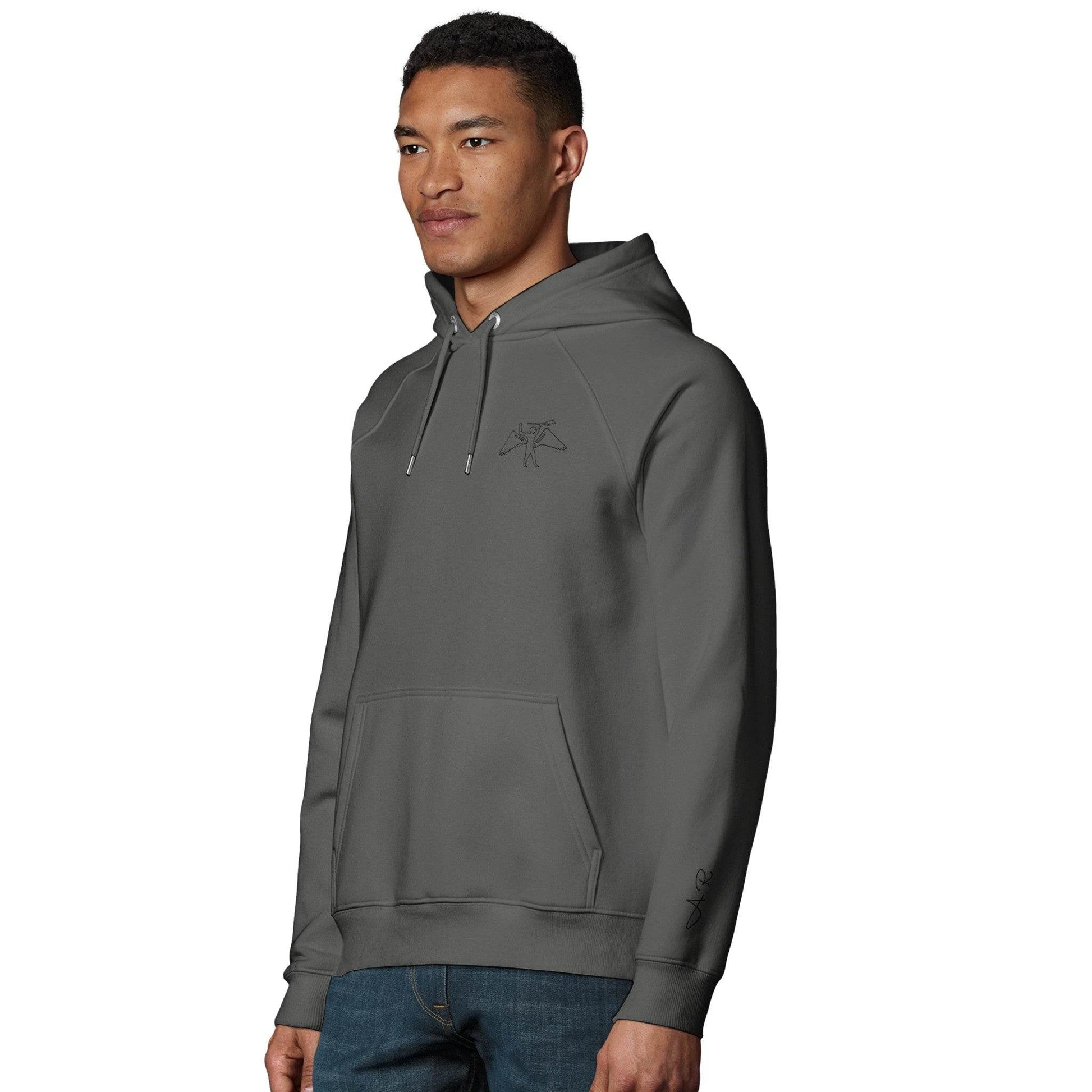Organic Hoodie with Aesthete Winged-Artist Logo – Personalised Initials Option - The Aesthete