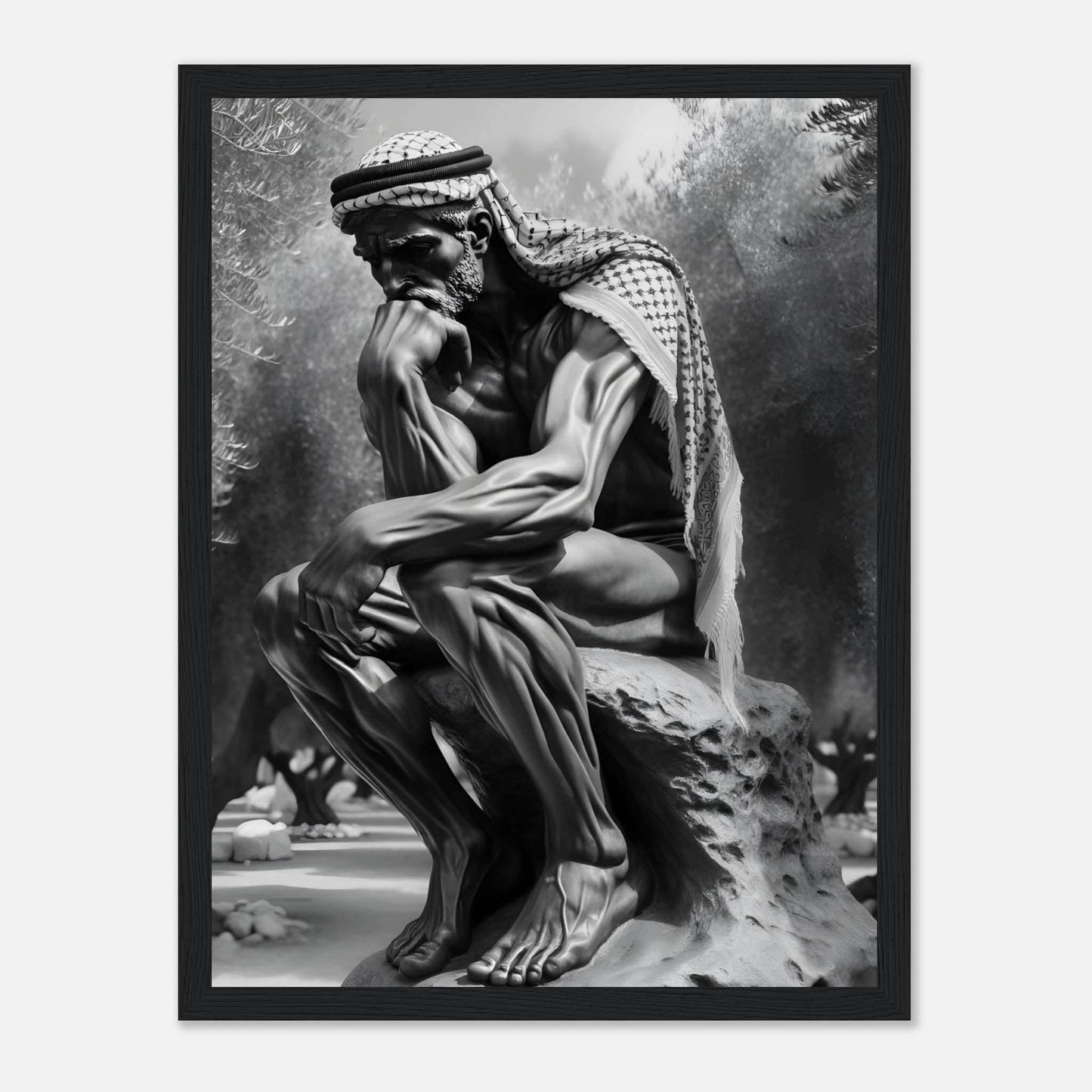 Contemplating Among The Olive Trees - Art For Palestine Premium Poster - The Aesthete