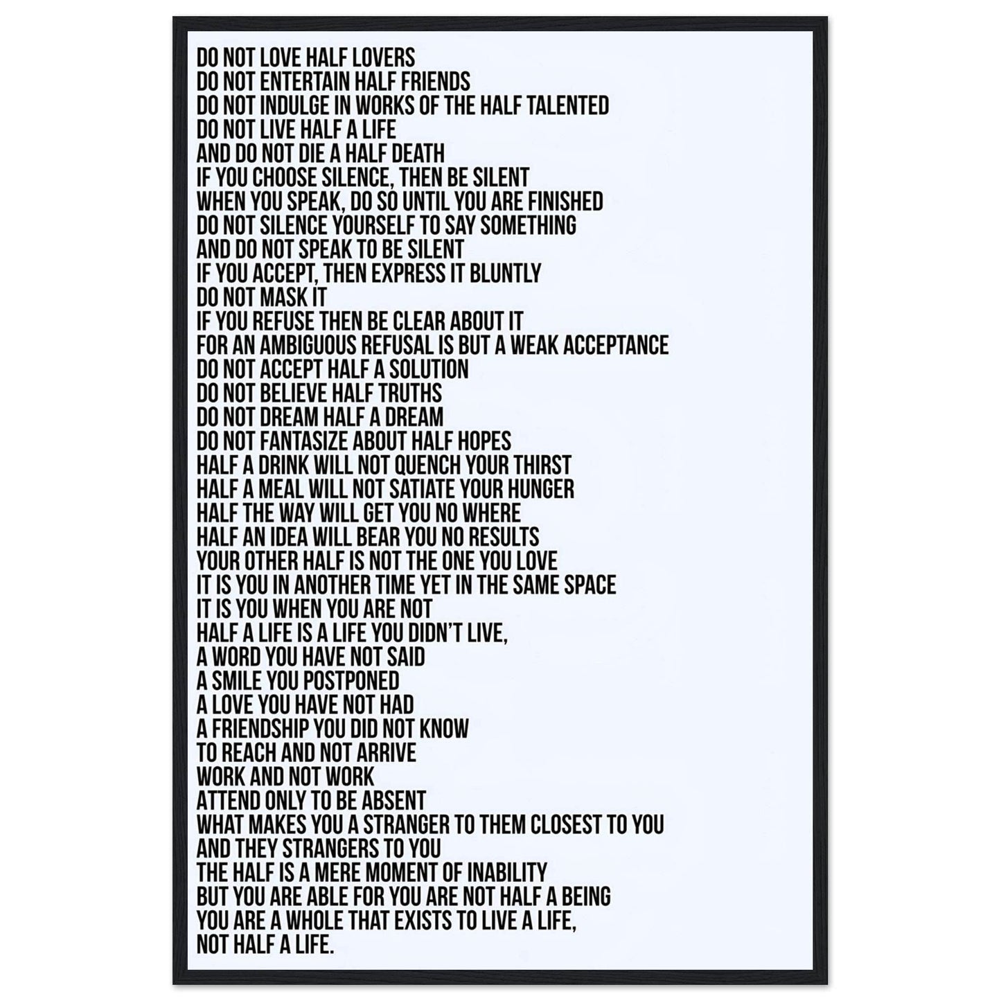 “Do Not Love Half Lovers” Framed Poster With Khalil Gibran’s Poem - The Aesthete