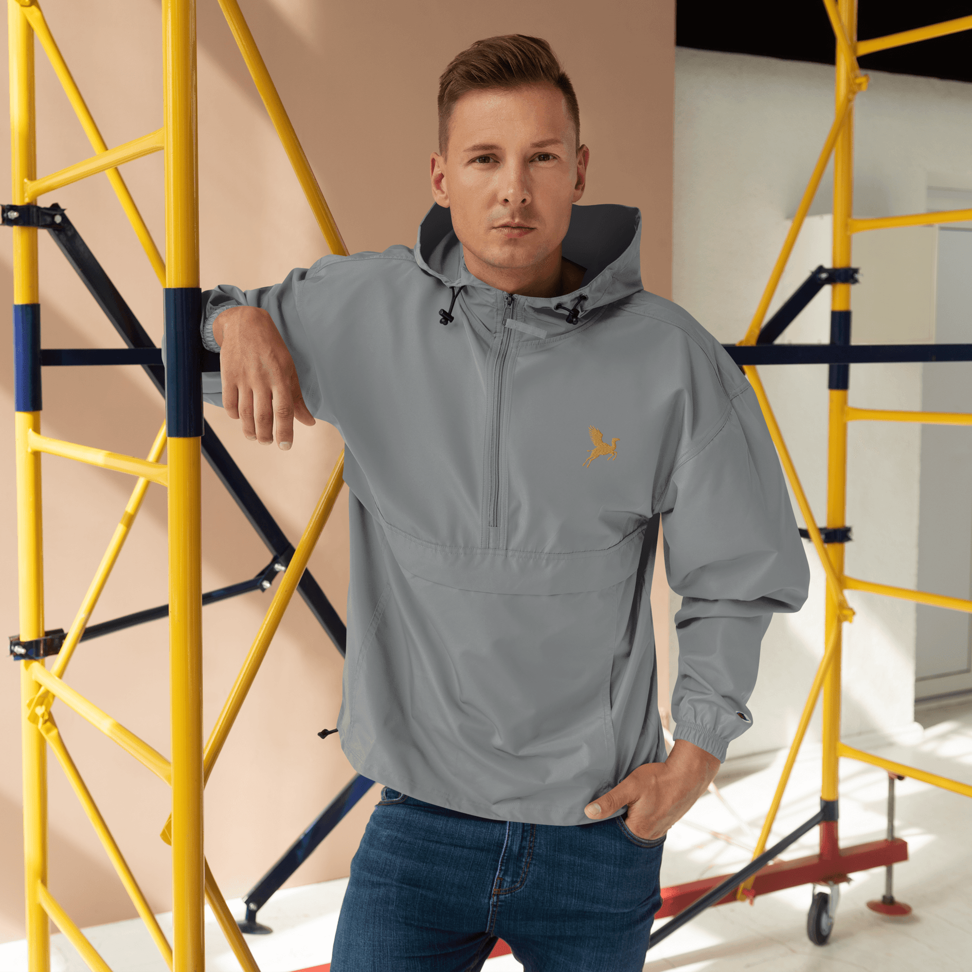 Flying Camel Embroidered Champion Packable Jacket - The Aesthete