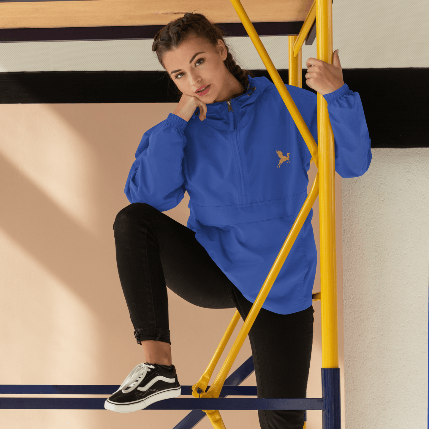 Flying Camel Embroidered Champion Packable Jacket - The Aesthete
