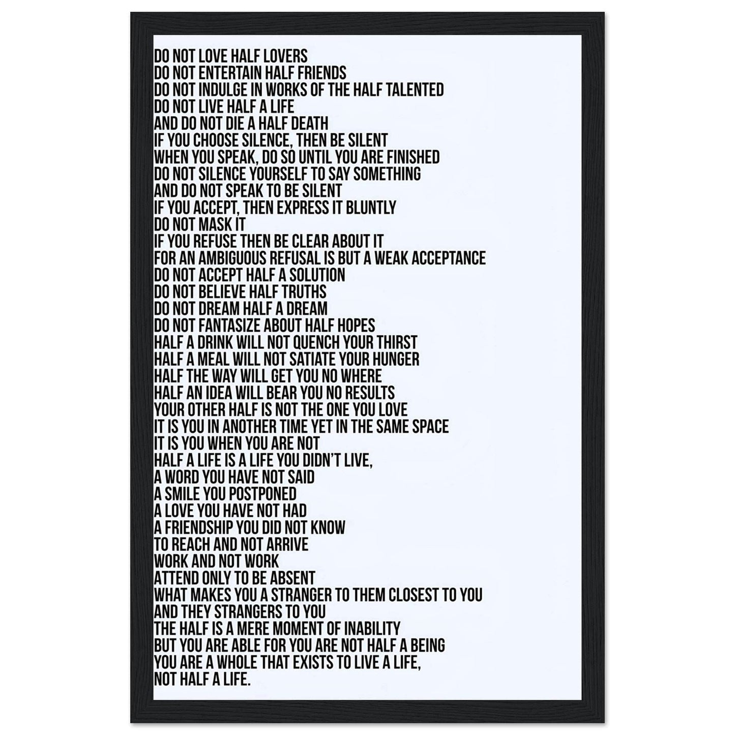 “Do Not Love Half Lovers” Framed Poster With Khalil Gibran’s Poem - The Aesthete