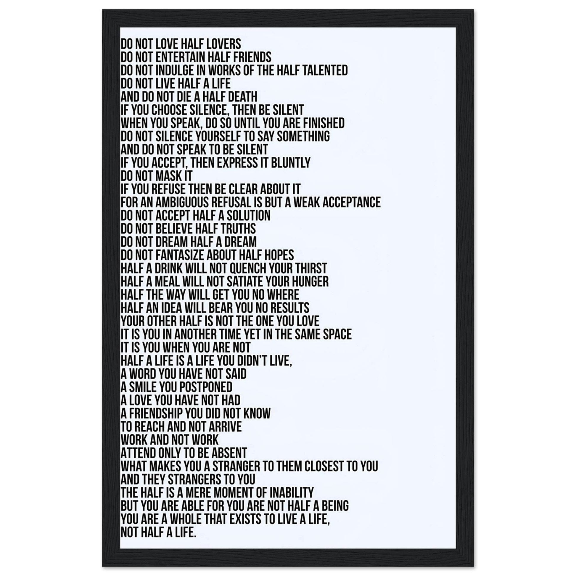 “Do Not Love Half Lovers” Framed Poster With Khalil Gibran’s Poem - The Aesthete