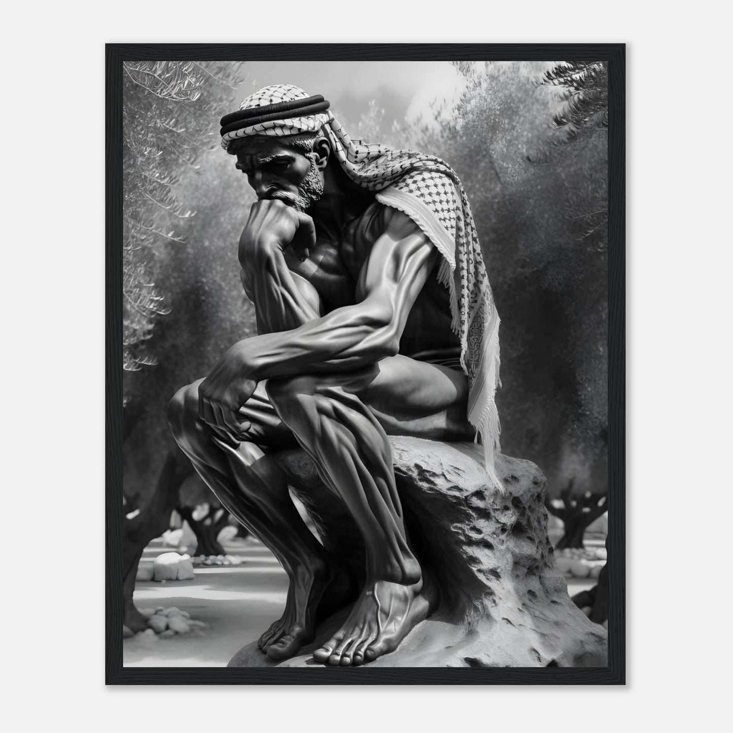 Contemplating Among The Olive Trees - Art For Palestine Premium Poster - The Aesthete