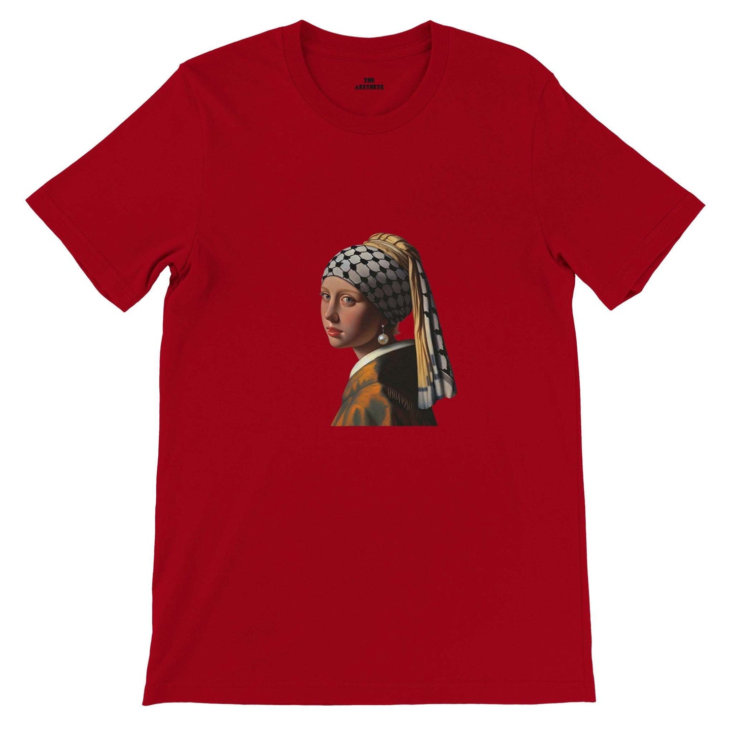 “Girl With a Pearl Earring and a Keffiyeh” T-Shirt, Sweatshirt, and Zipped-Hoodie - Art for Palestine Collection