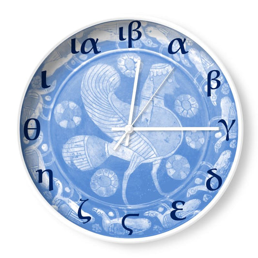 "’Azure Harpy” - Wall Clock With Greek Numerals