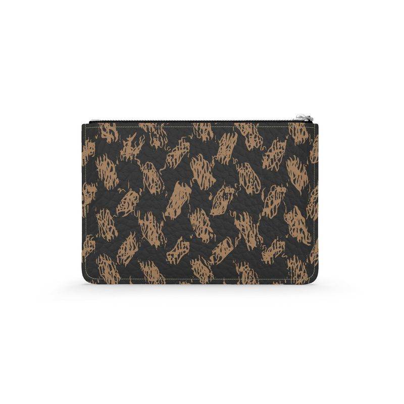 Charcoal Leather Pouch | Handmade Sand Shimagh Zipper Bag - The Aesthete