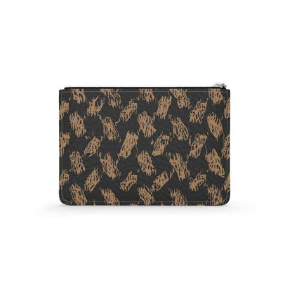 Charcoal Leather Pouch | Handmade Sand Shimagh Zipper Bag - The Aesthete