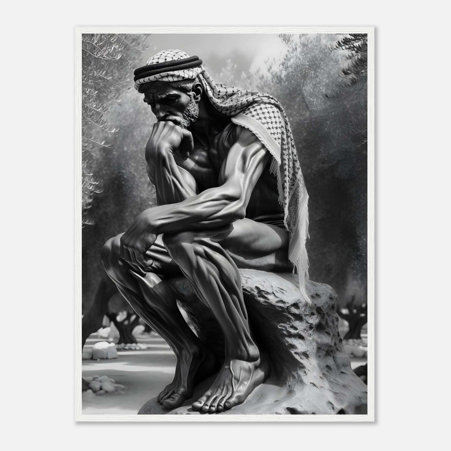 Contemplating Among The Olive Trees - Art For Palestine Premium Poster